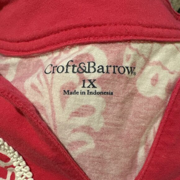 Croft & Barrow Women's 1X Pink White Floral Long Sleeve Tunic T-Shirt - Picture 3 of 7